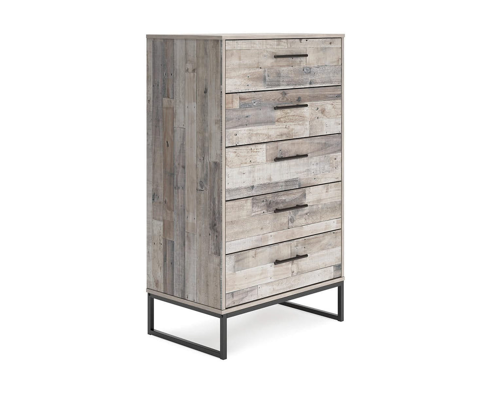 Cama Queen Neilsville con plataforma, tocador, cómoda y dos mesitas de noche