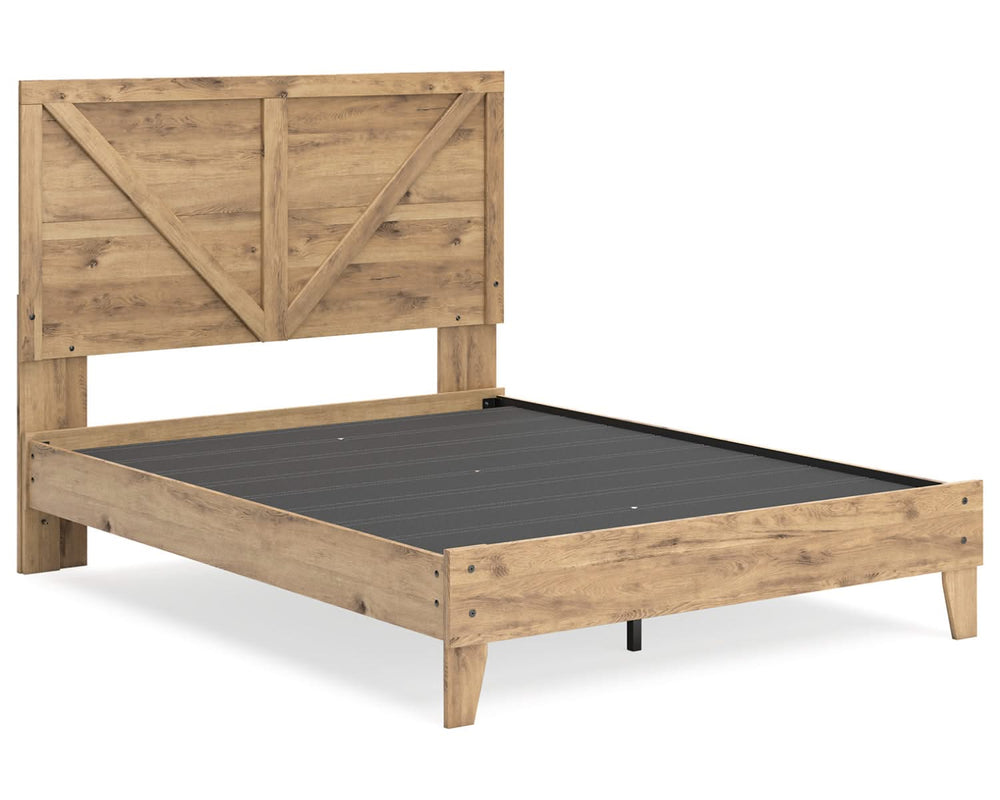 Cama Queen Larstin con plataforma y paneles Crossbuck