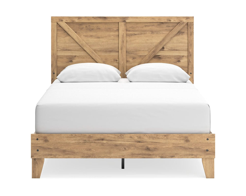 Cama Queen Larstin con plataforma y paneles Crossbuck