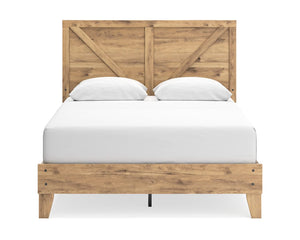 Cama Queen Larstin con plataforma y paneles Crossbuck