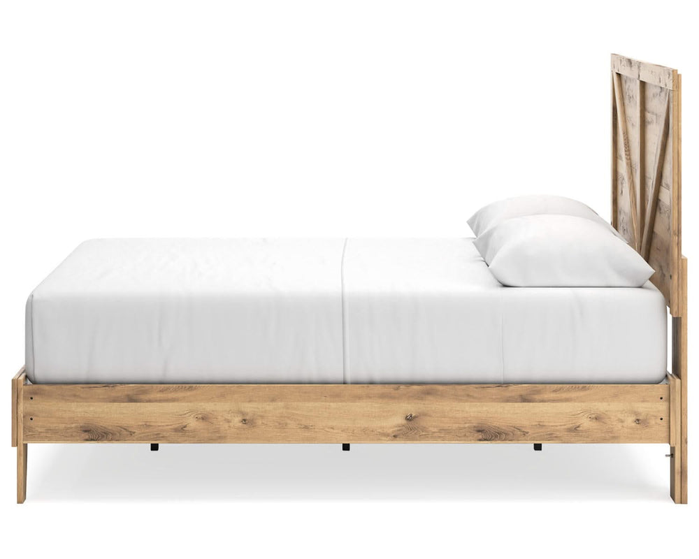 Cama Queen Larstin con plataforma y paneles Crossbuck