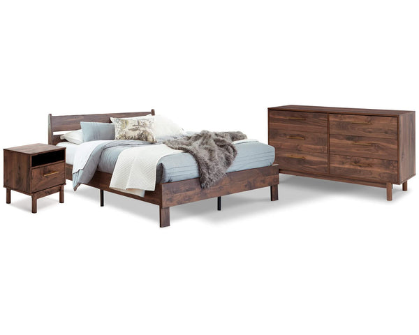 Cama Queen Calverson con plataforma, tocador y mesita de noche
