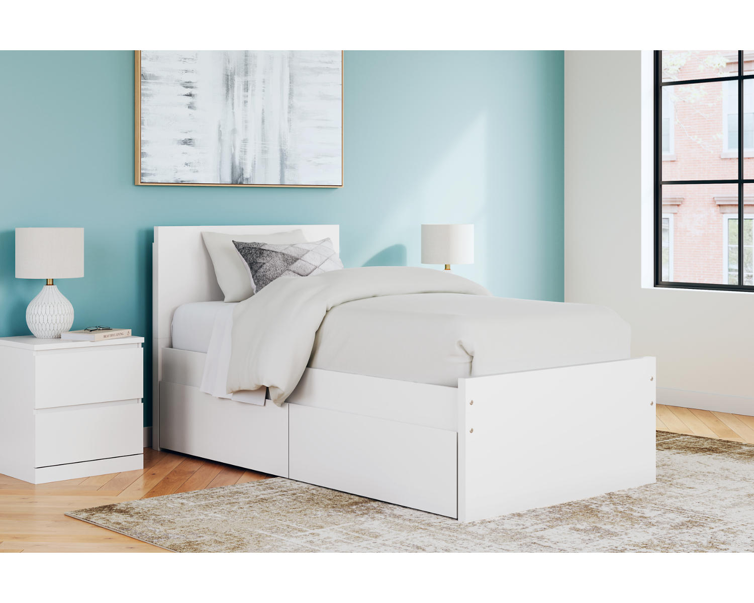 Onita Twin Panel Platform Bed with 1 Side Storage