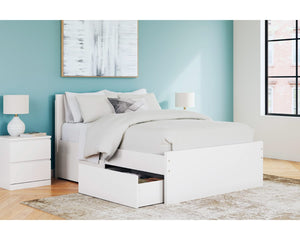 Cama de plataforma Onita con paneles completos y almacenamiento en dos lados