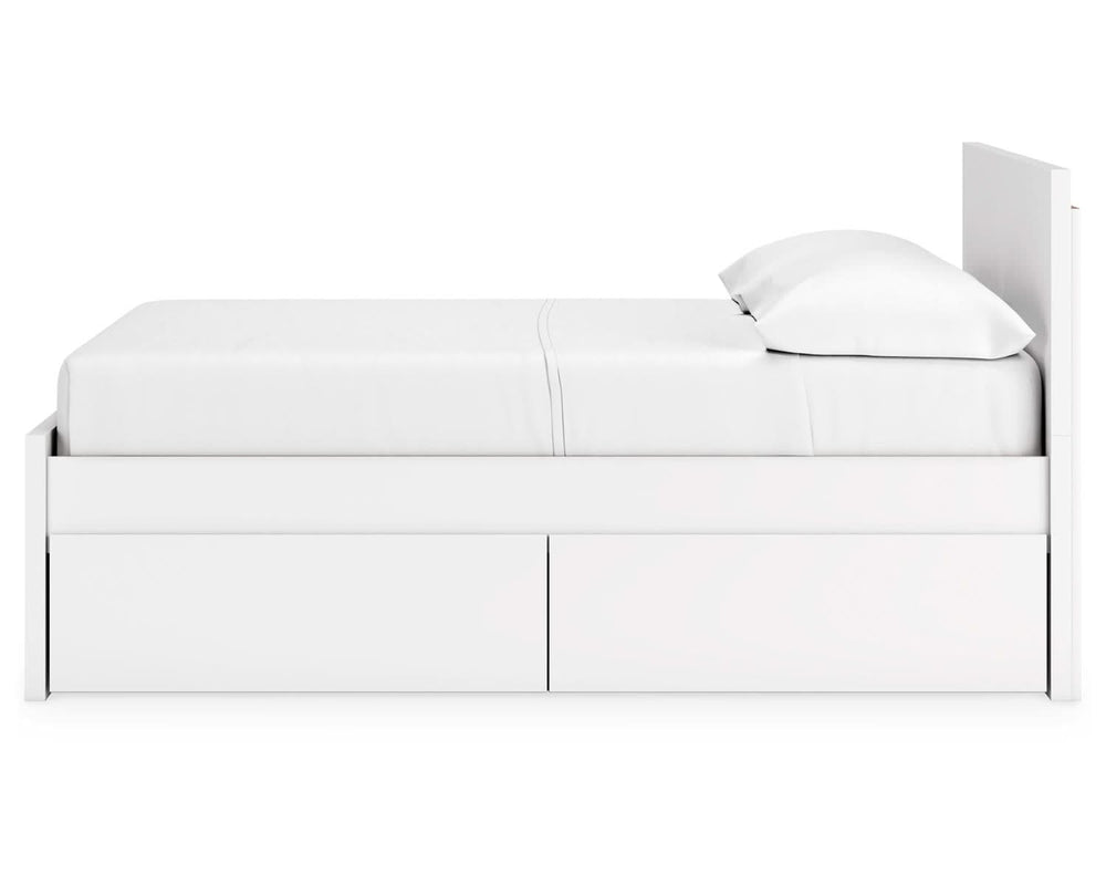 Cama de plataforma Onita con paneles completos y almacenamiento en dos lados
