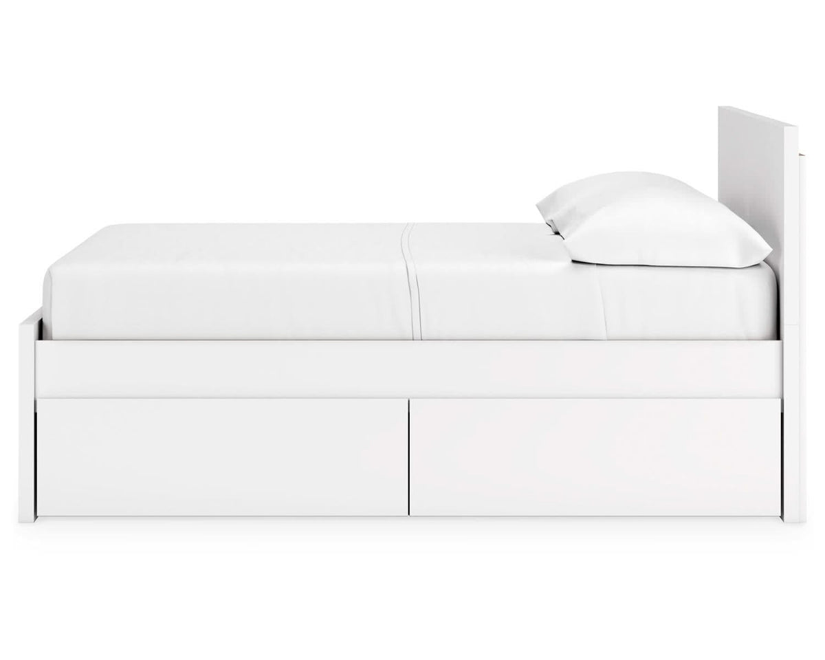 Cama de plataforma Onita con paneles completos y almacenamiento en dos lados