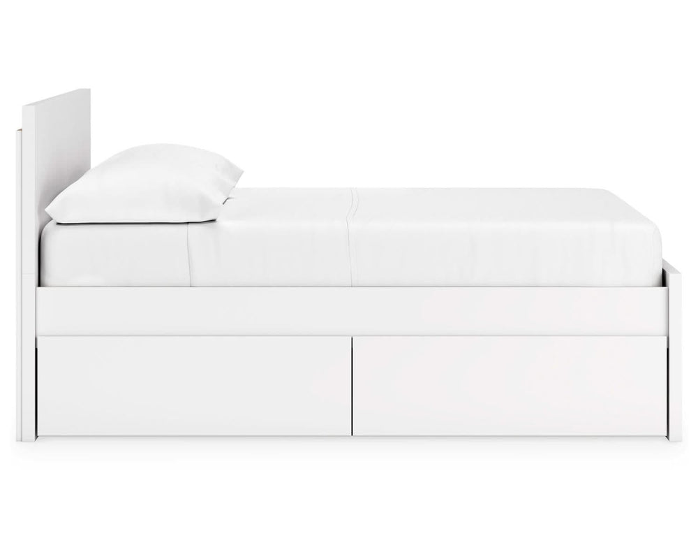 Cama de plataforma Onita con paneles completos y almacenamiento en dos lados