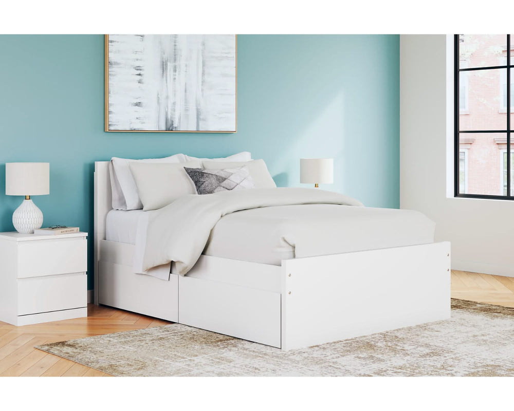 Cama de plataforma Onita con paneles completos y almacenamiento en dos lados