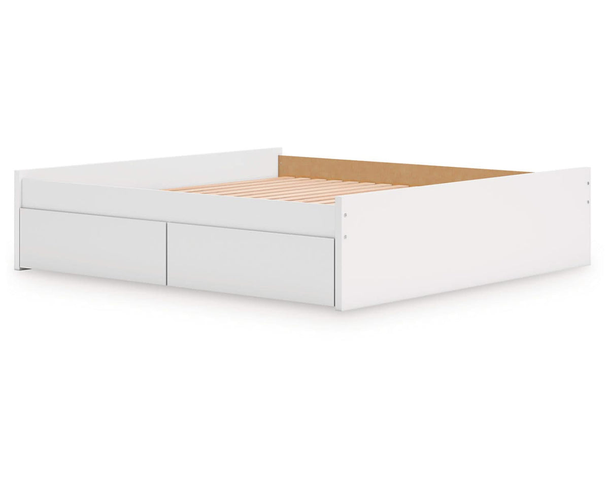 Cama Onita King con plataforma y almacenamiento en un lado