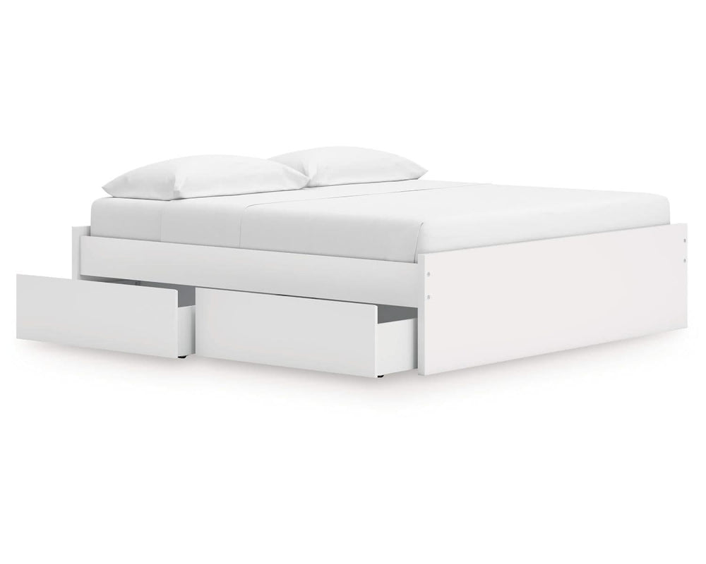 Cama Onita King con plataforma y almacenamiento en un lado