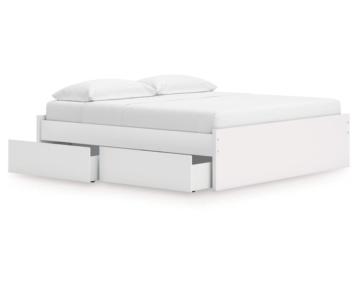 Cama Onita King con plataforma y almacenamiento en un lado