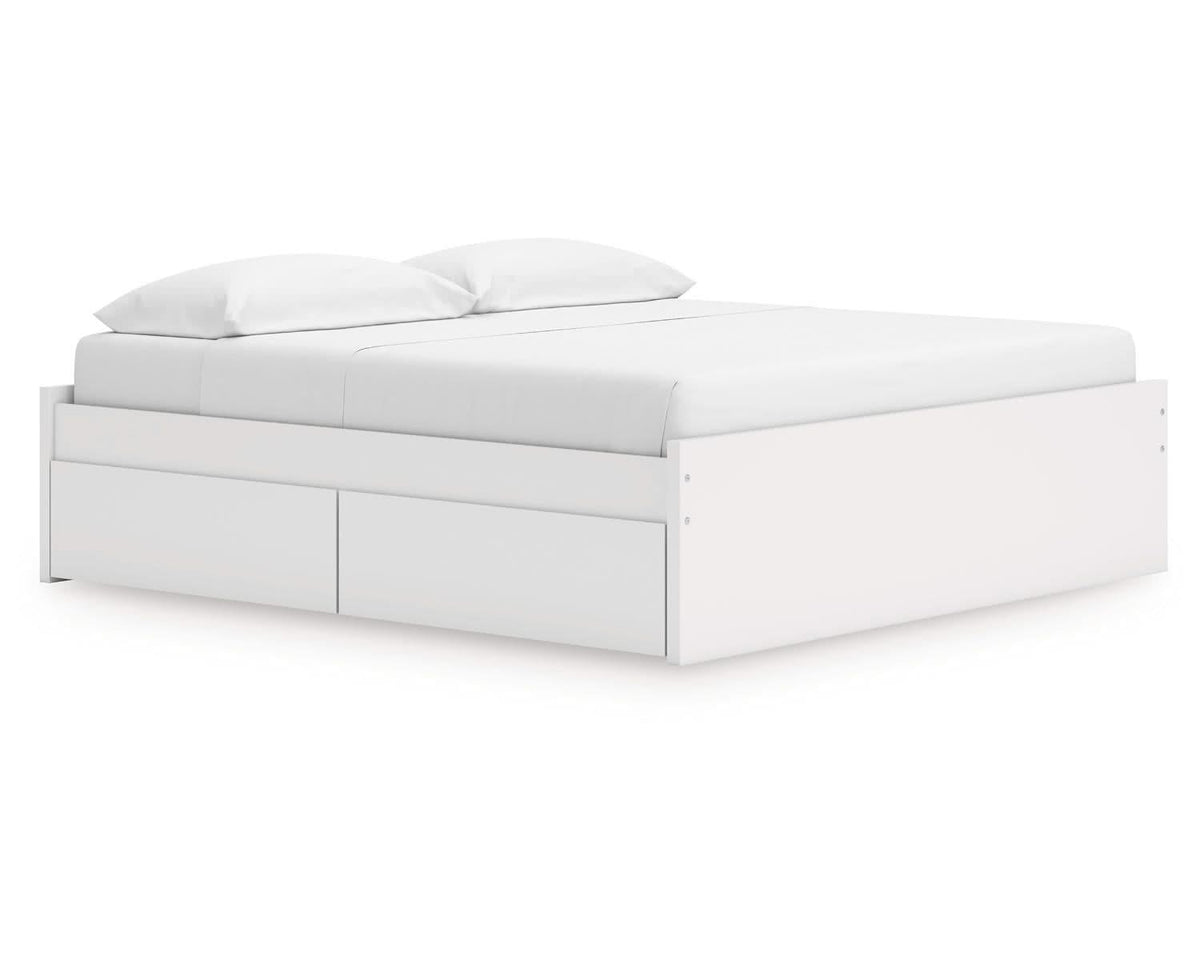 Cama Onita King con plataforma y almacenamiento en un lado