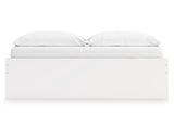 Cama Onita King con plataforma y almacenamiento en un lado