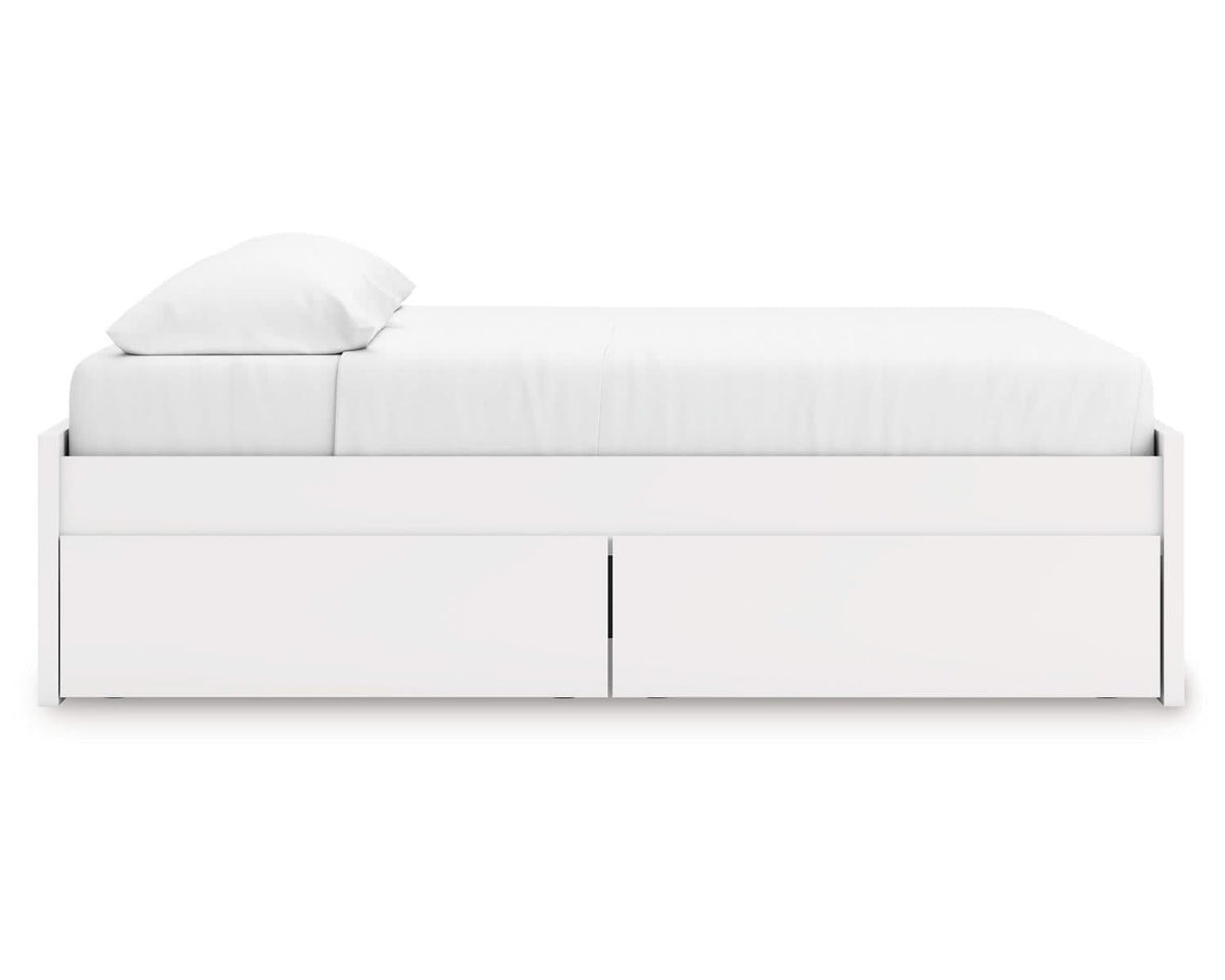 Cama Onita King con plataforma y almacenamiento en un lado