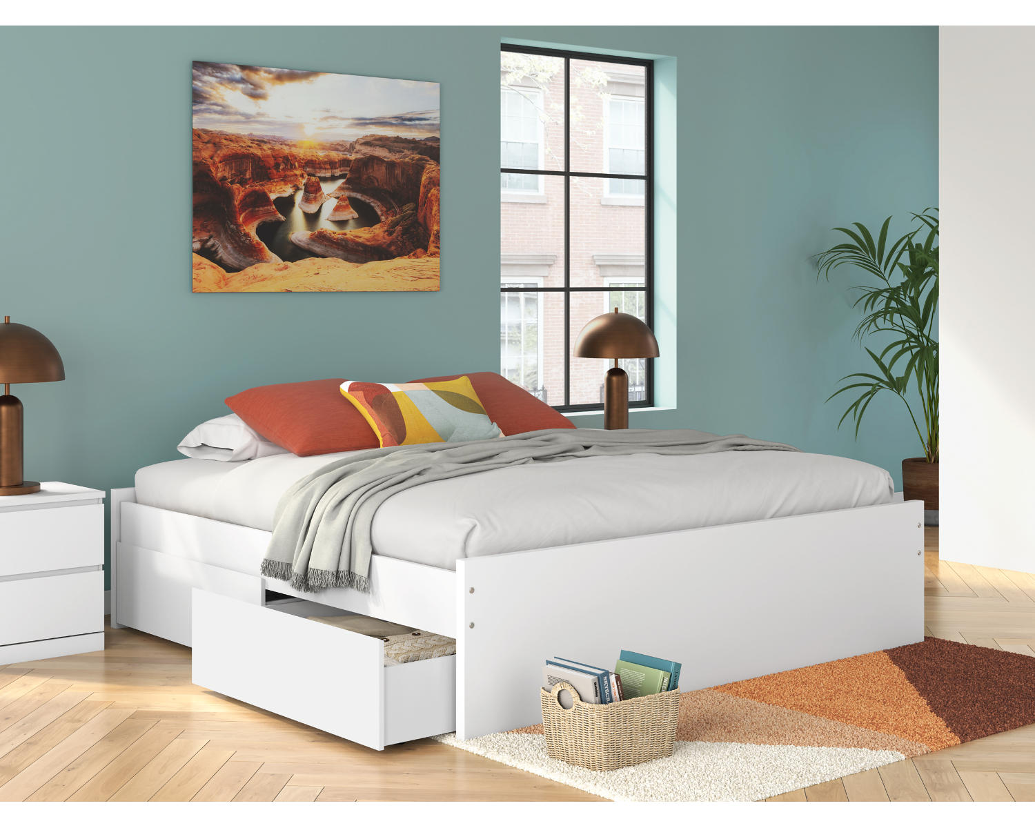 Onita King Platform Bed with 1 Side Storage