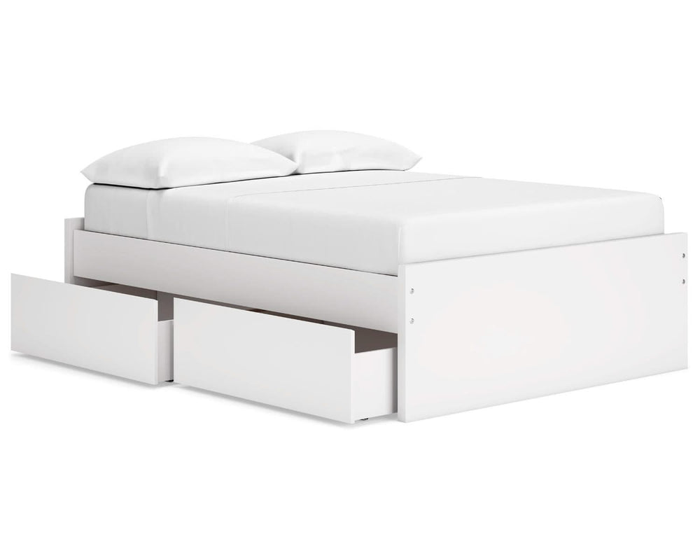 Cama de plataforma completa Onita con almacenamiento en un lado