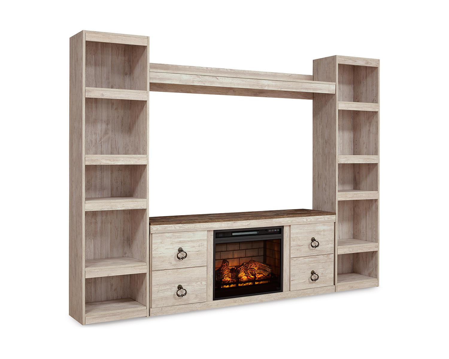 Willowton 4-Piece Entertainment Center with Electric Fireplace