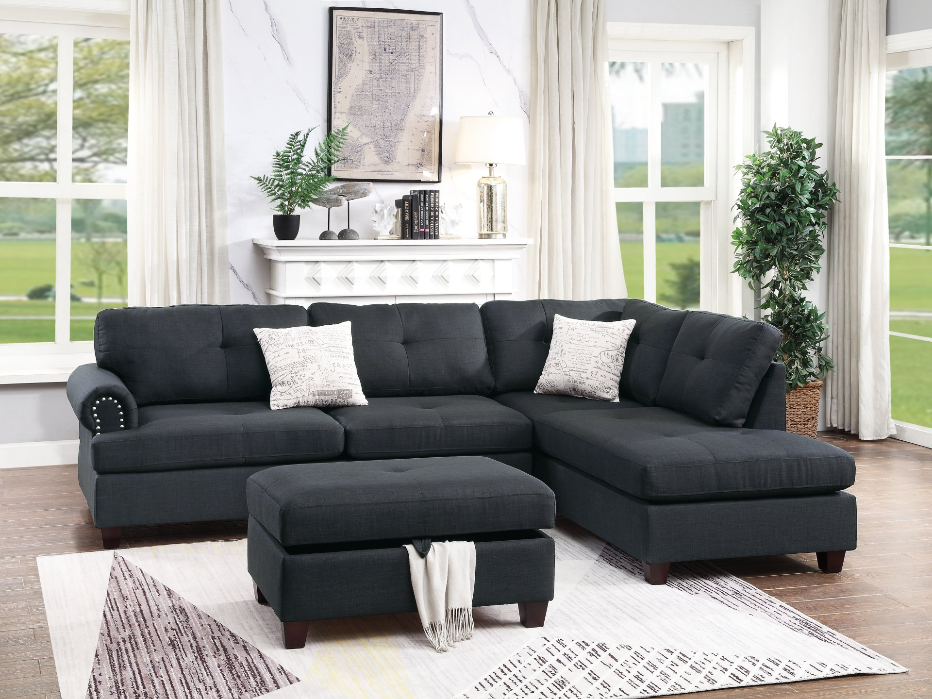 F6415 - 3-PCS SECTIONAL SET W/2 ACCENT PILLOWS
