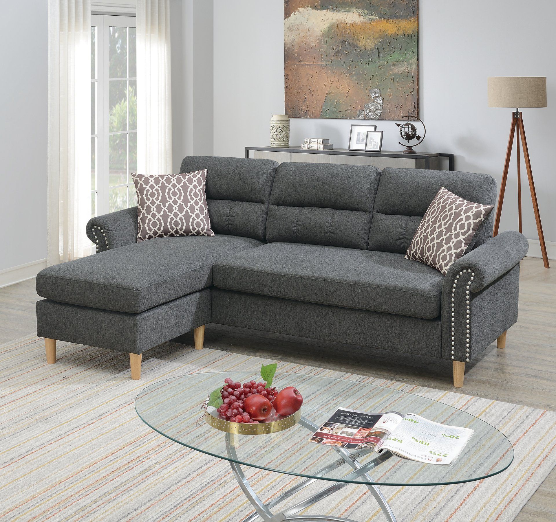 F6447 - SECTIONAL SET W/2 ACCENT PILLOWS