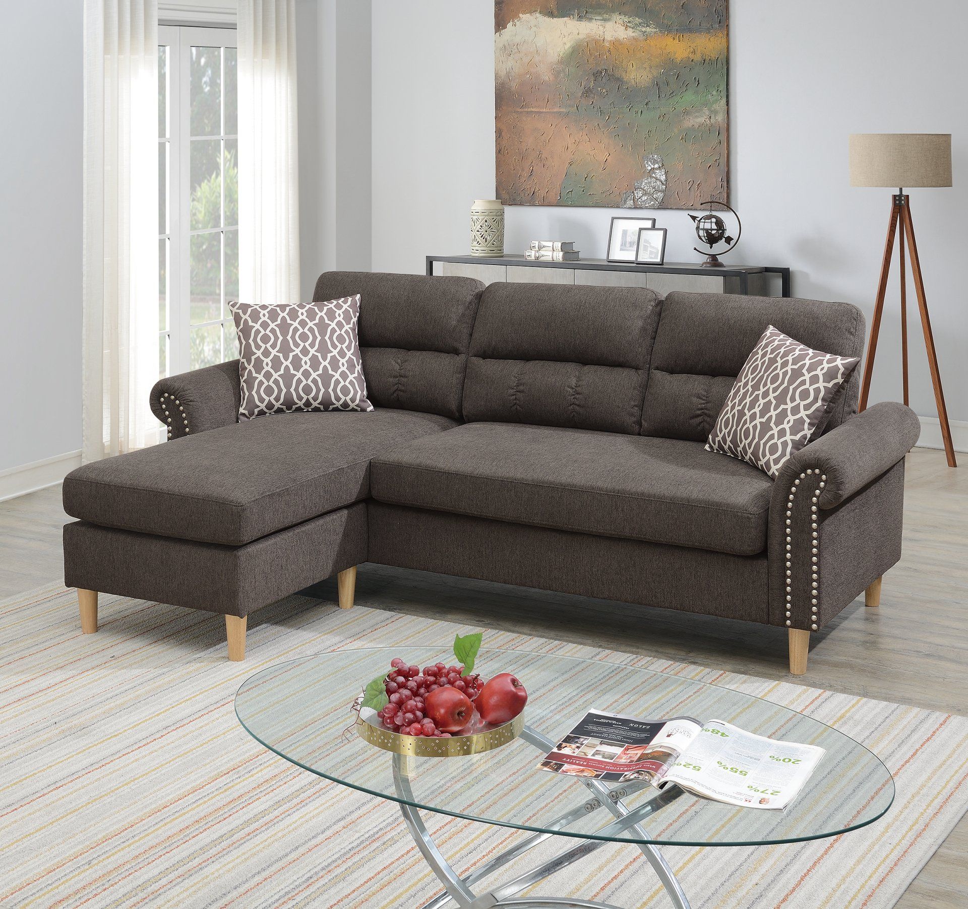 F6448 - SECTIONAL SET W/2 ACCENT PILLOWS
