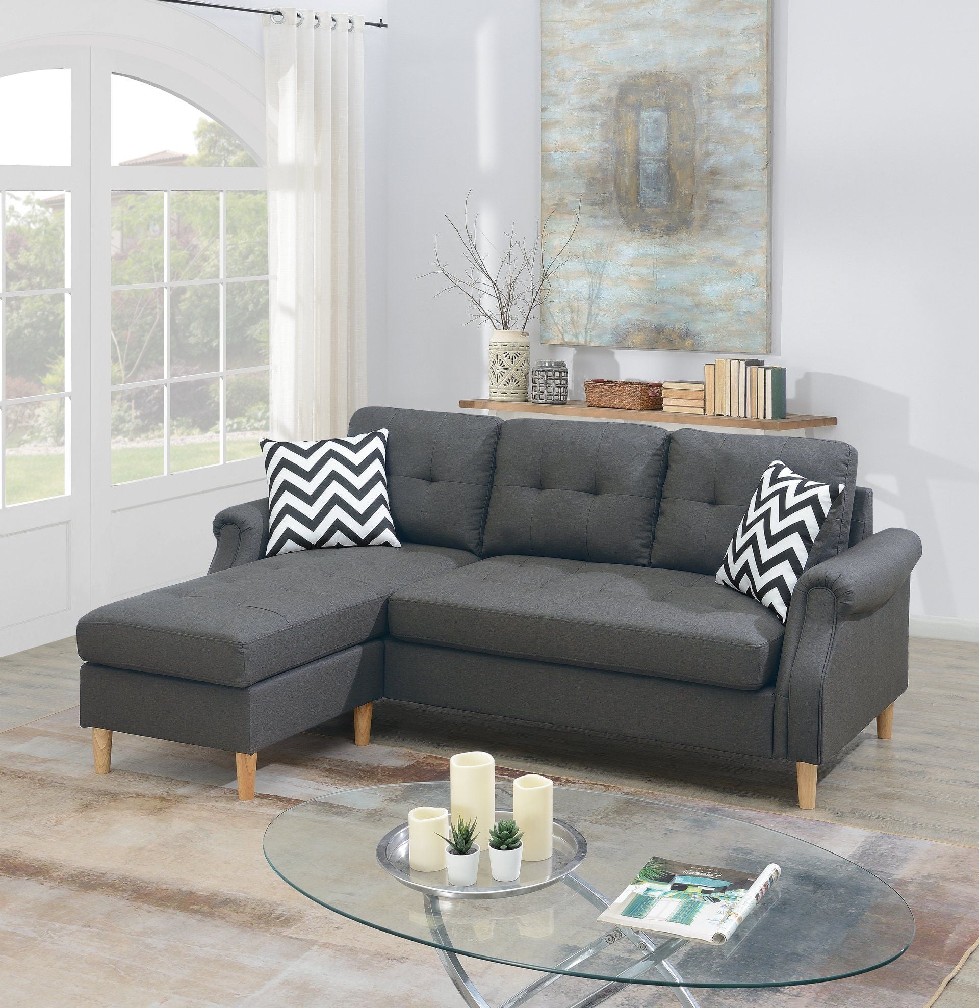 F6459 - SECTIONAL SET W/2 ACCENT PILLOWS