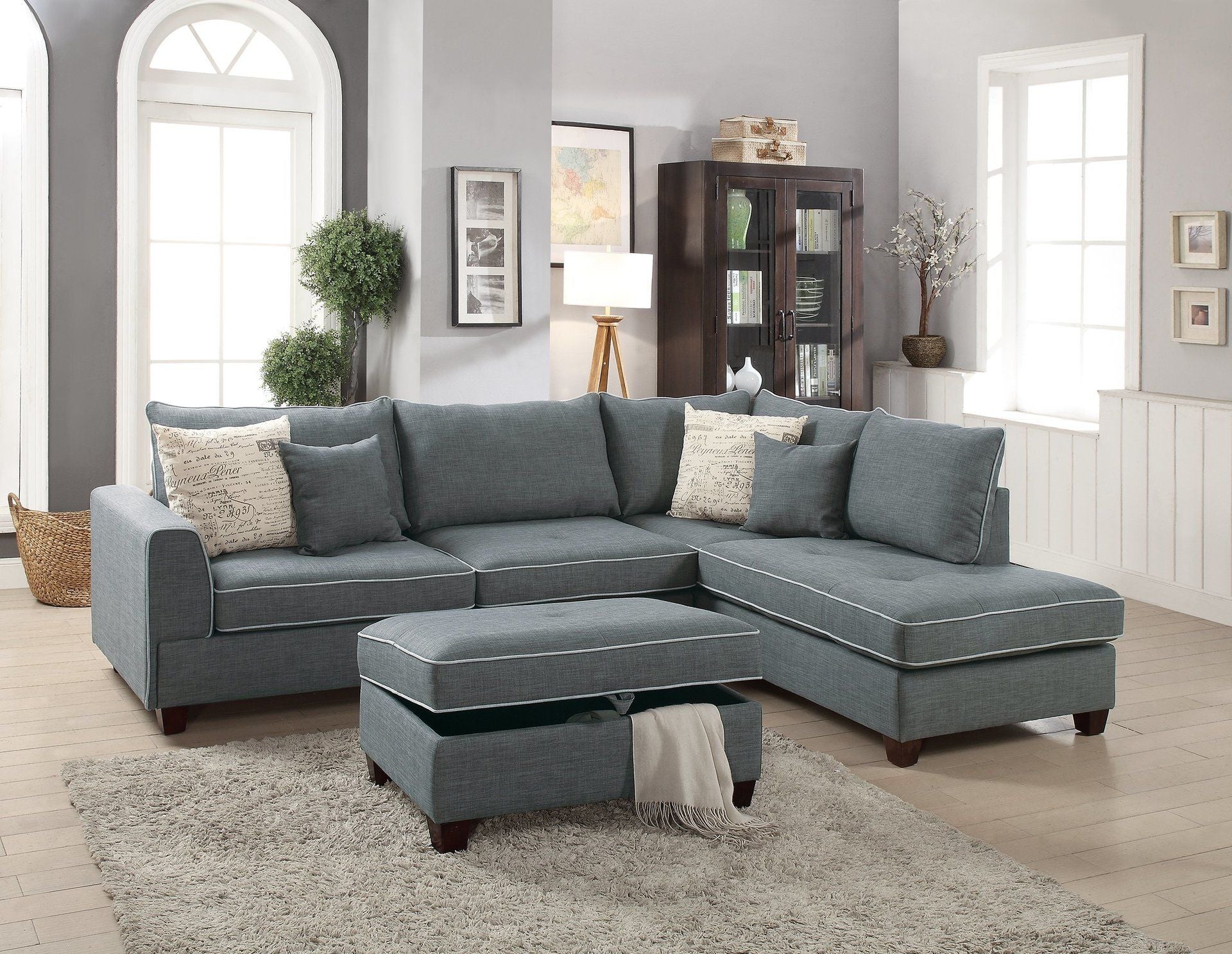 F6542 - 3-PCS SECTIONAL W/STORAGE OTTOMAN