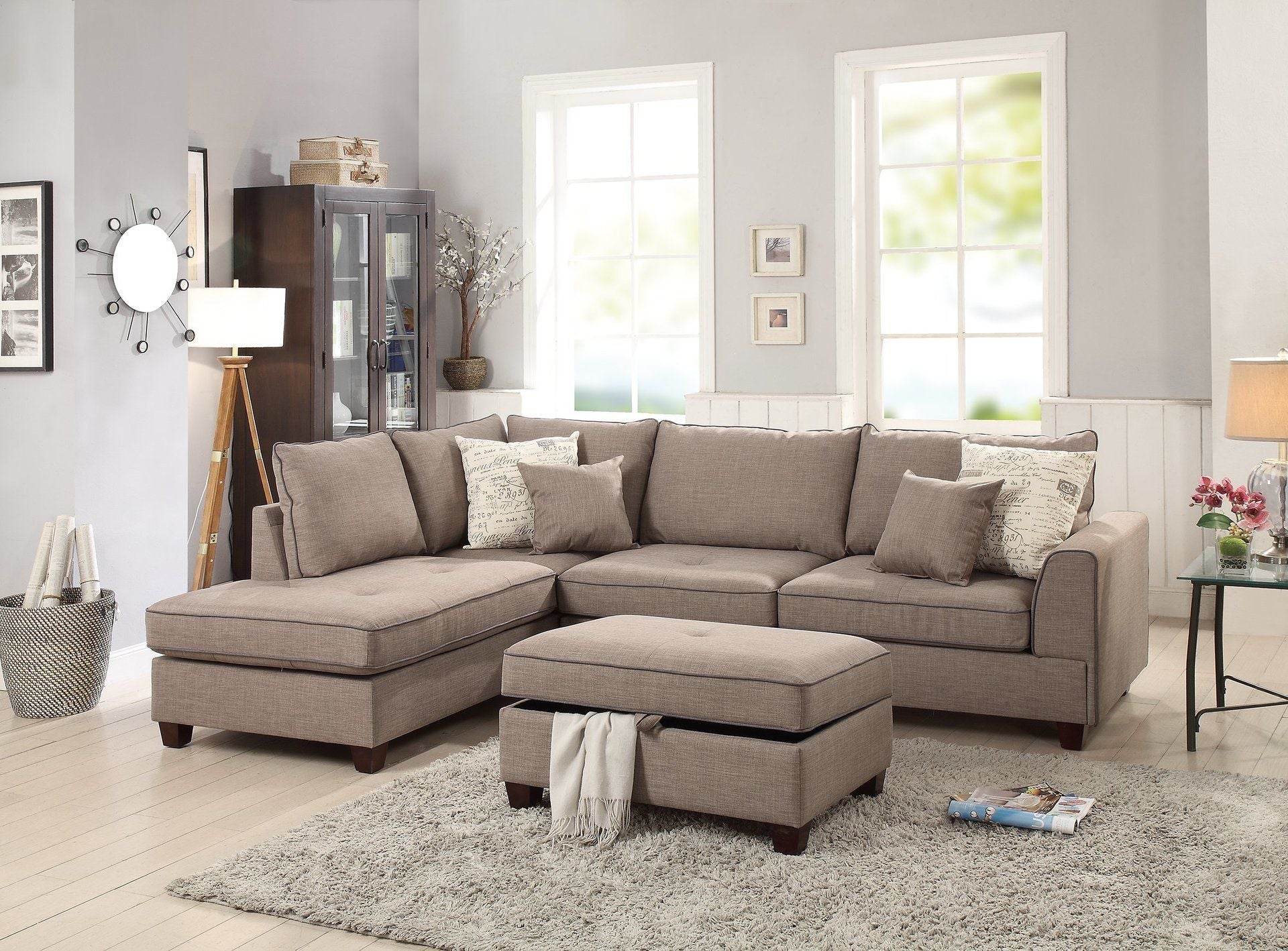F6544 - 3-PCS SECTIONAL W/STORAGE OTTOMAN
