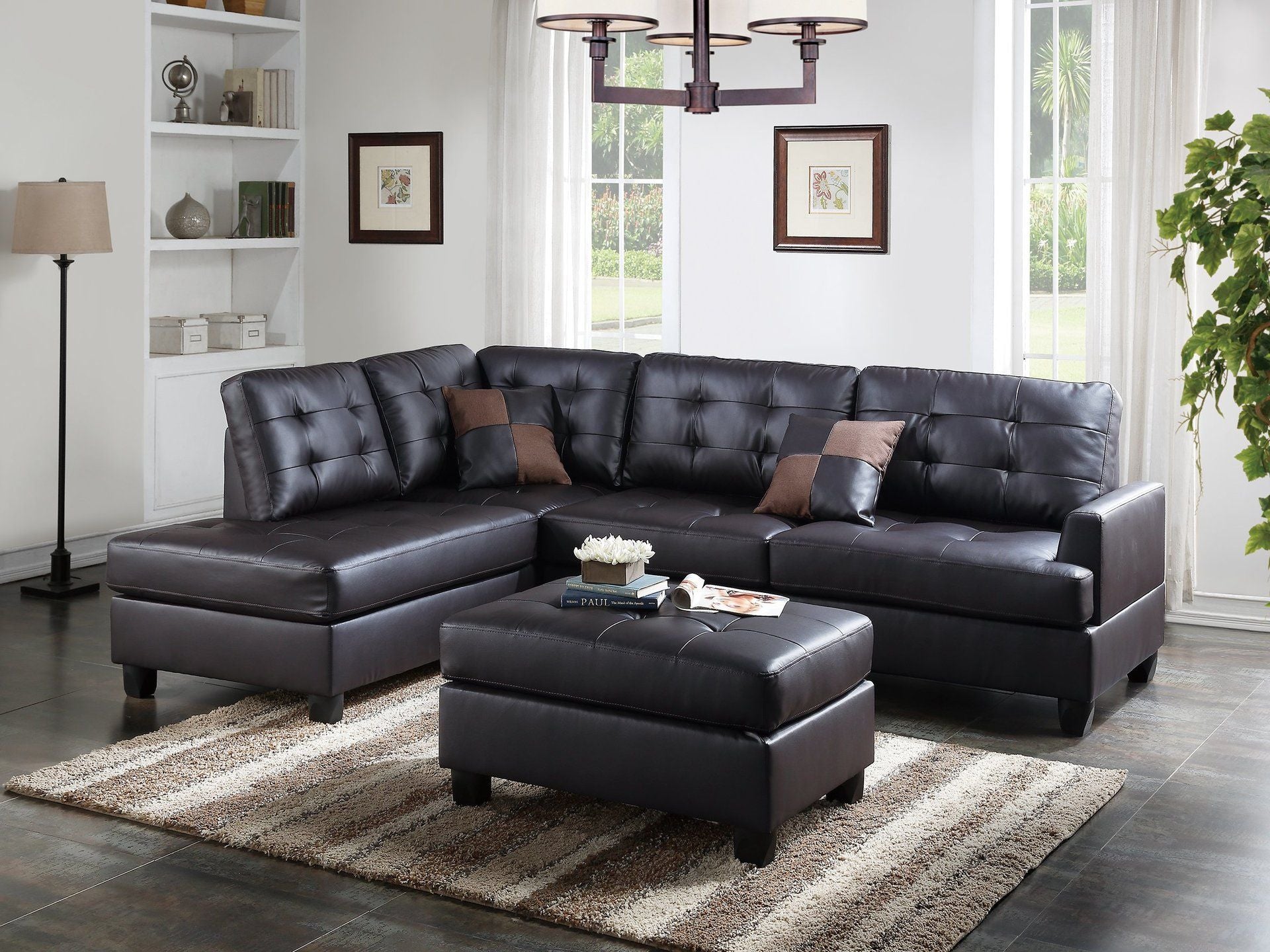 F6855 - 3-PCS SECTIONAL SET W/2 ACCENT PILLOWS