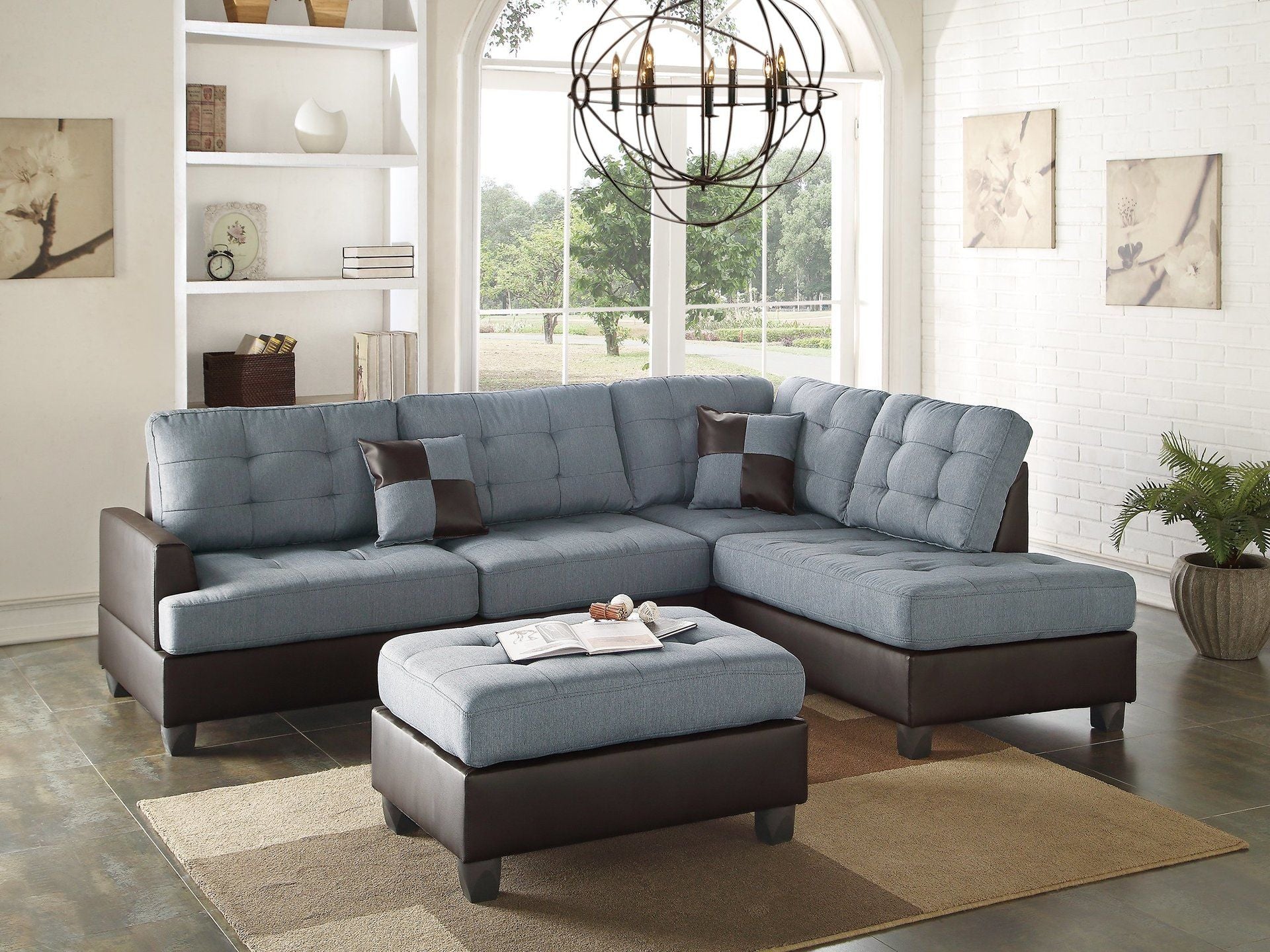 F6858 - 3-PCS SECTIONAL SET W/2 ACCENT PILLOWS