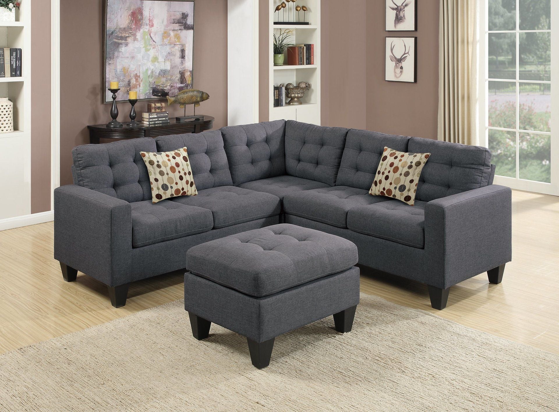 F6935 - 4-PCS SECTIONAL W 2 ACCENT PILLOWS