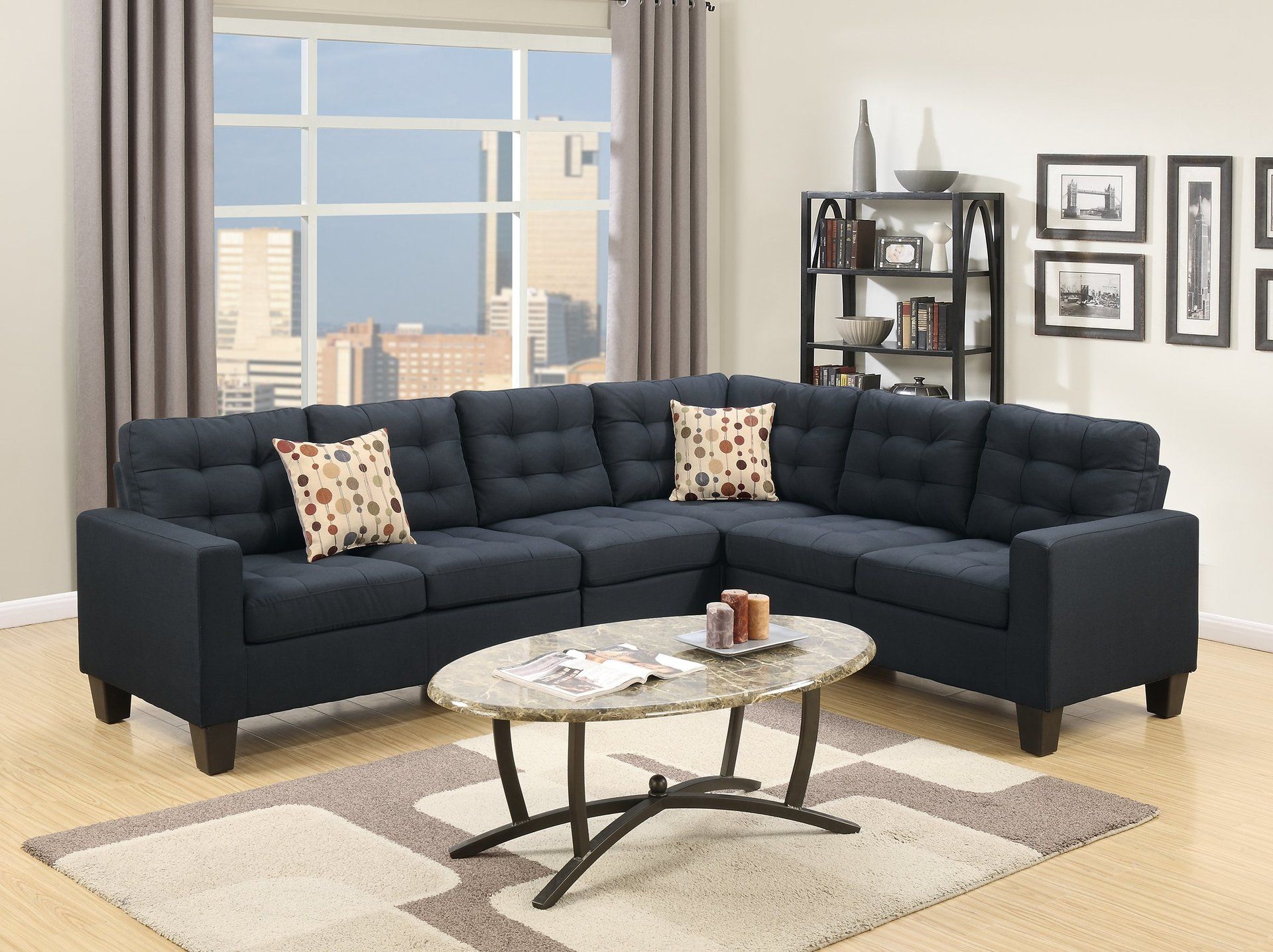 F6937 - 4-PCS SECTIONAL W 2 ACCENT PILLOWS