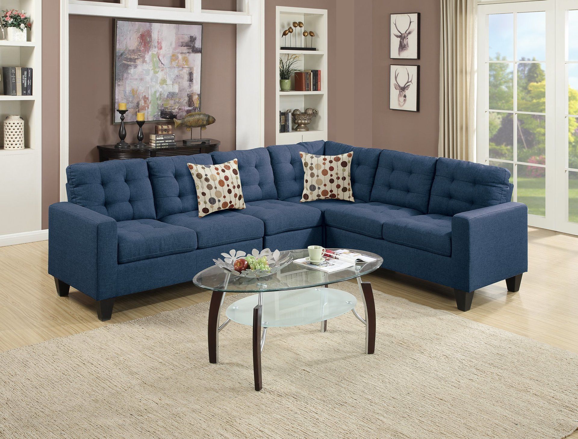 F6938 - 4-PCS SECTIONAL W 2 ACCENT PILLOWS