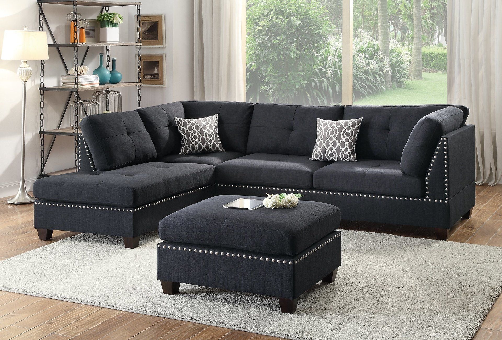 F6974 - 3-PCS SECTIONAL SET W/2 ACCENT PILLOWS