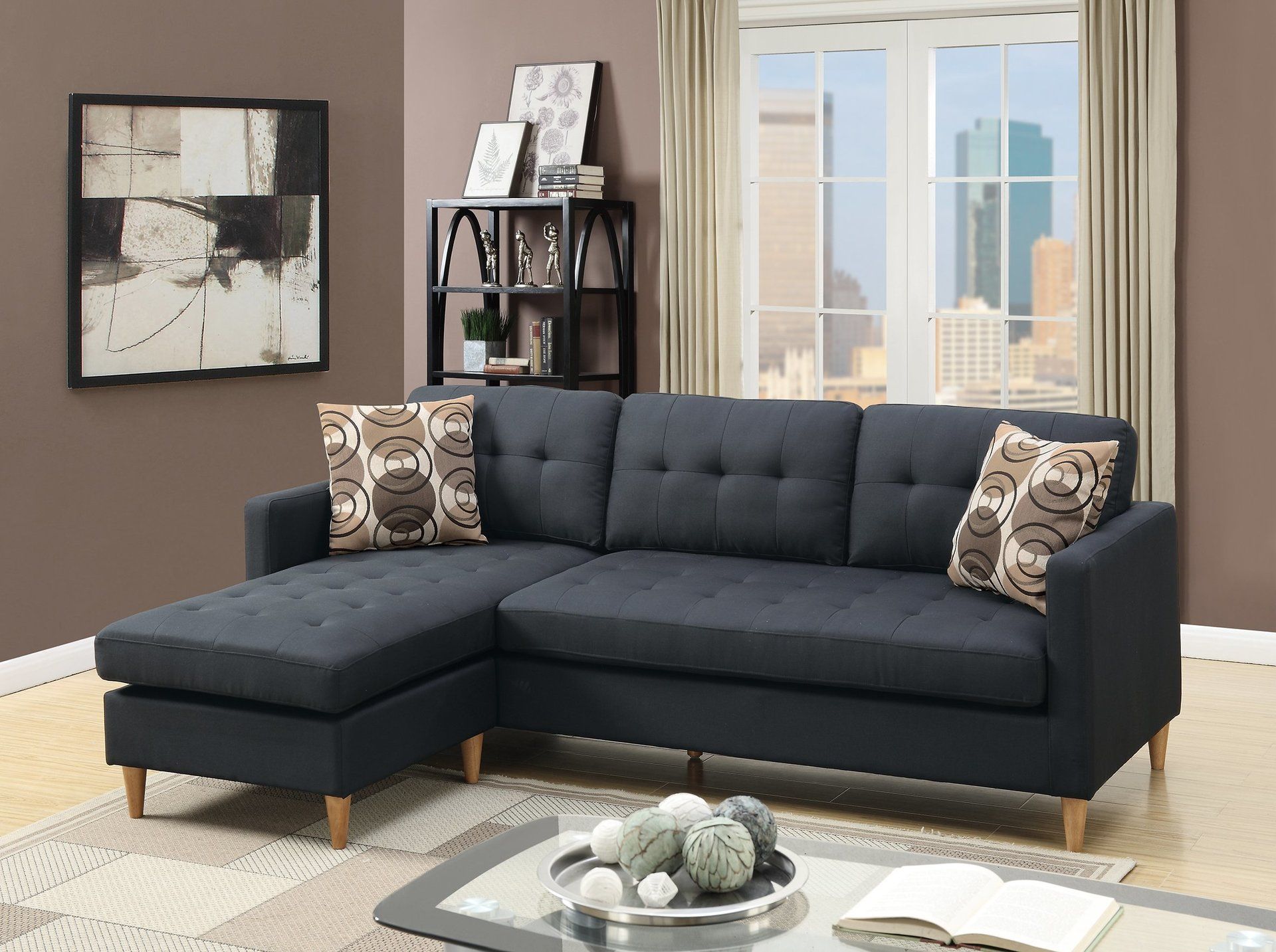 F7084 - 2-PCS SECTIONAL W/2 ACCENT PILLOWS