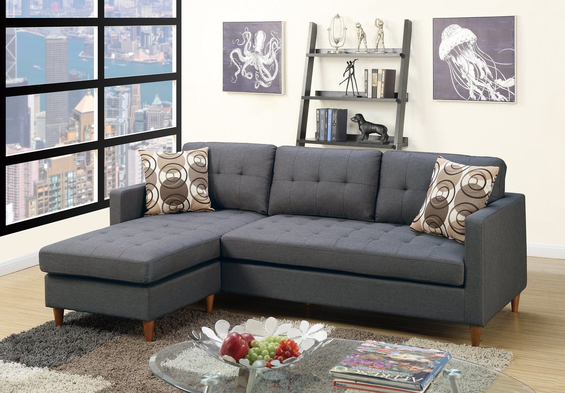 F7094 - 2-PCS SECTIONAL W/2 ACCENT PILLOWS