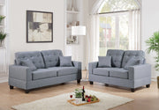 F7858 - 2-PCS SOFA SET/GREY FABRIC
