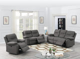 F6699 - RECLINING SOFA/HANDLE/LEATHERETTE/SLATE BLUE