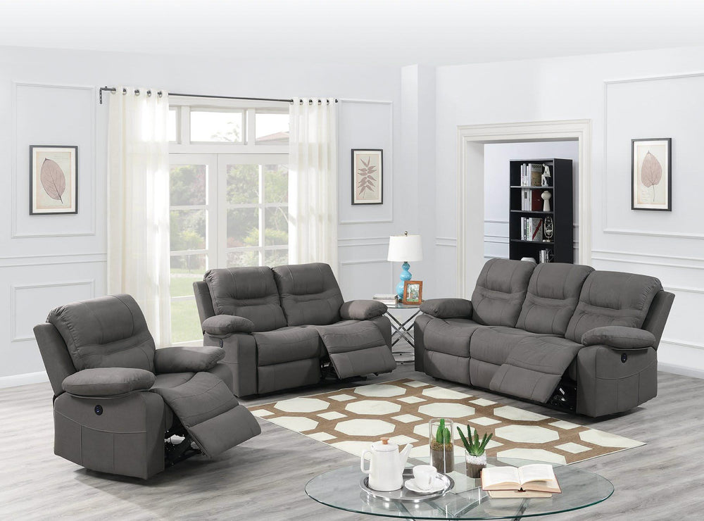 F6698 - SOFÁ DE DOS PLAZAS RECLINABLE/ASA/CUERO SINTÉTICO/AZUL PIZARRA