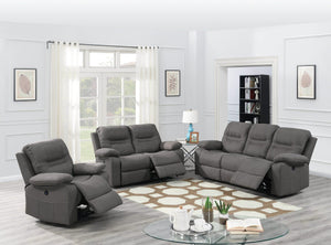 F6698 - SOFÁ DE DOS PLAZAS RECLINABLE/ASA/CUERO SINTÉTICO/AZUL PIZARRA