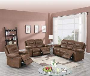F6647 - RECLINING SOFA/HANDLE/LEATHERETTE/DARK BROWN