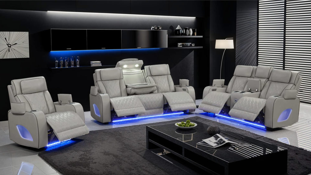 Aurora Massaging Leather Sofa & Loveseat Set