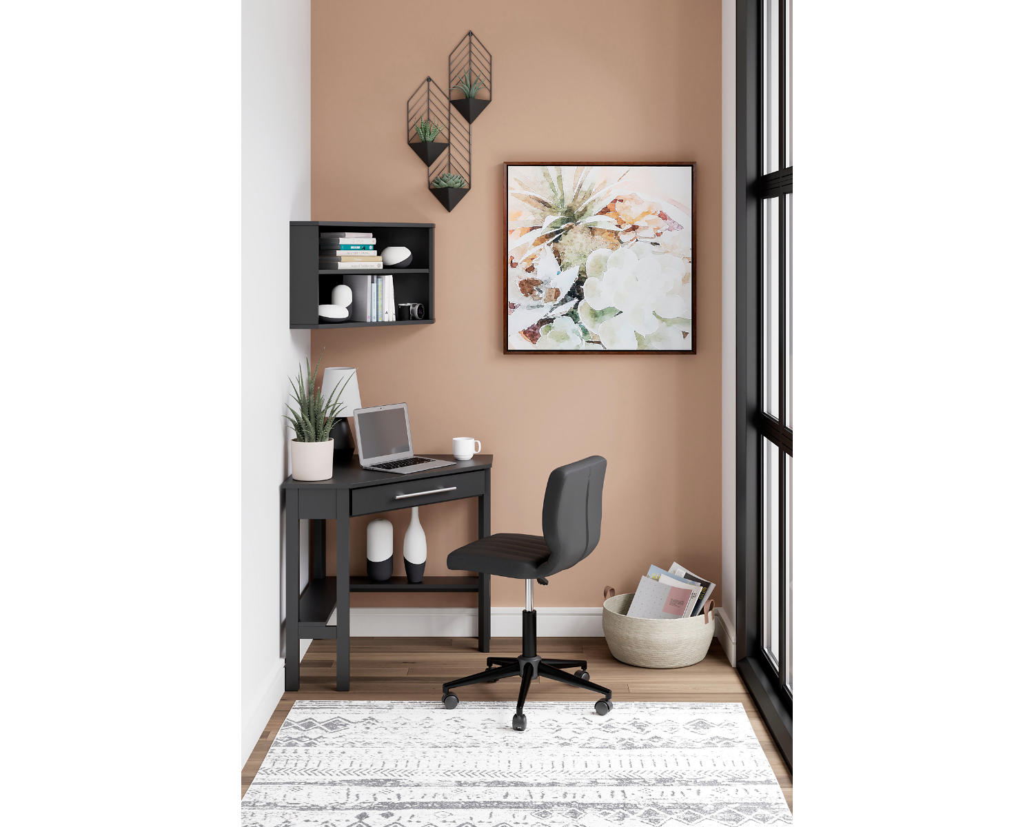 Otaska Home Office Corner Desk with Bookcase