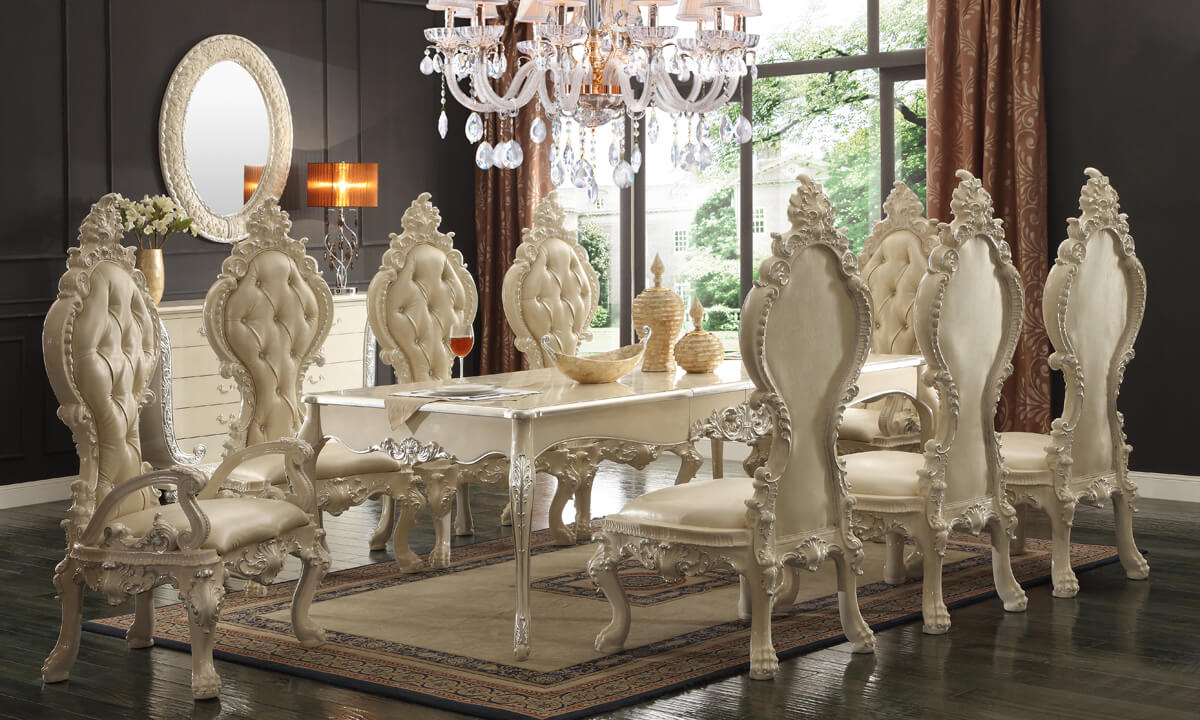 HD-13012-I - 9PC DINING TABLE SET (ANTIQUE GREY)