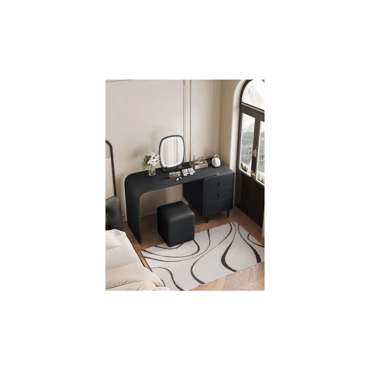 VANITY/DESK WITH STOOL AND LED MIRROR