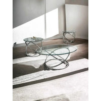 GLASS COFFEE TABLE SET Chrome (pack 3)