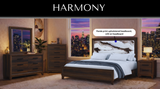 Harmony Brown Queen Bed Group with LED, 5-Piece Bedroom Set