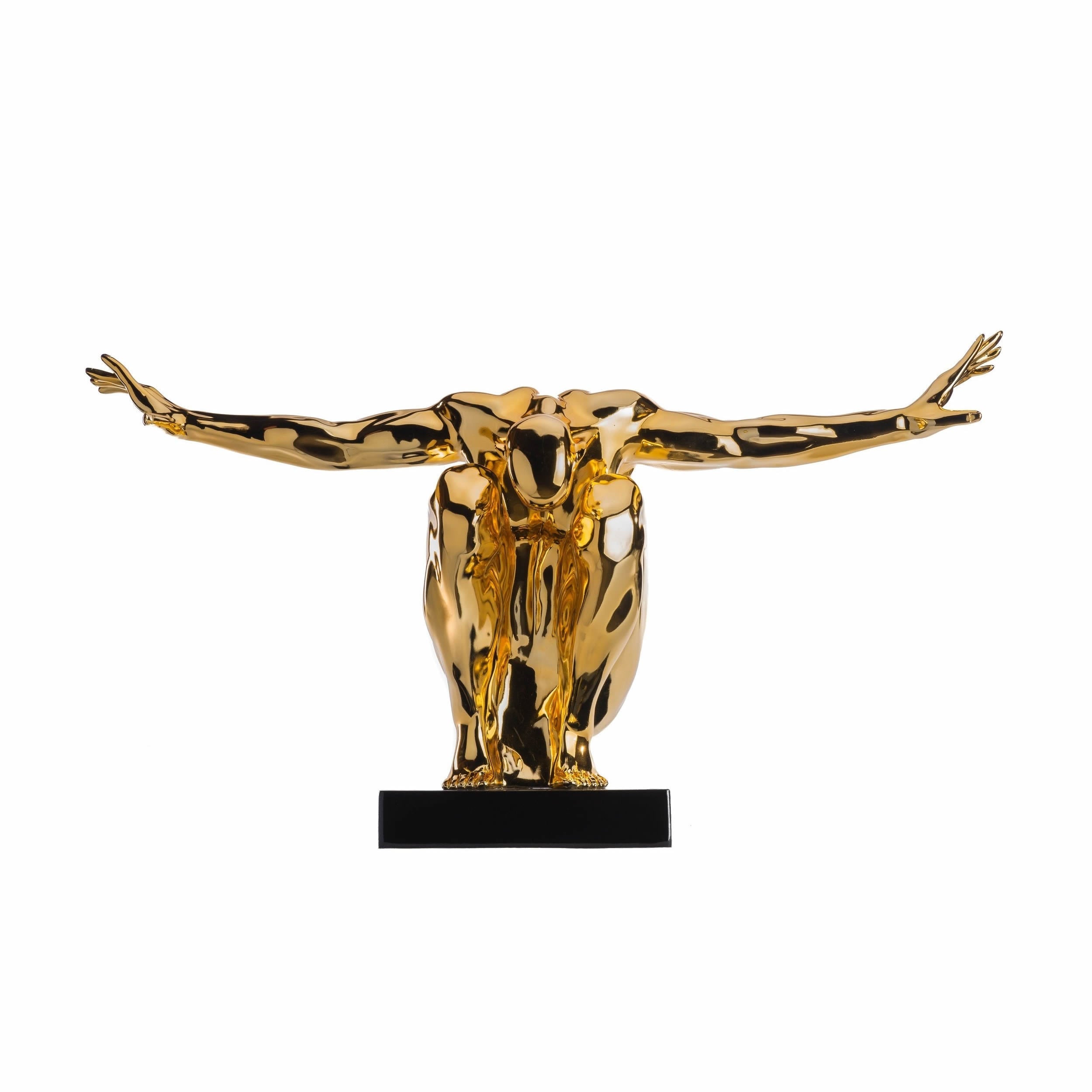 Large Saluting Man Resin Sculpture 37" Wide x 19" Tall // Gold