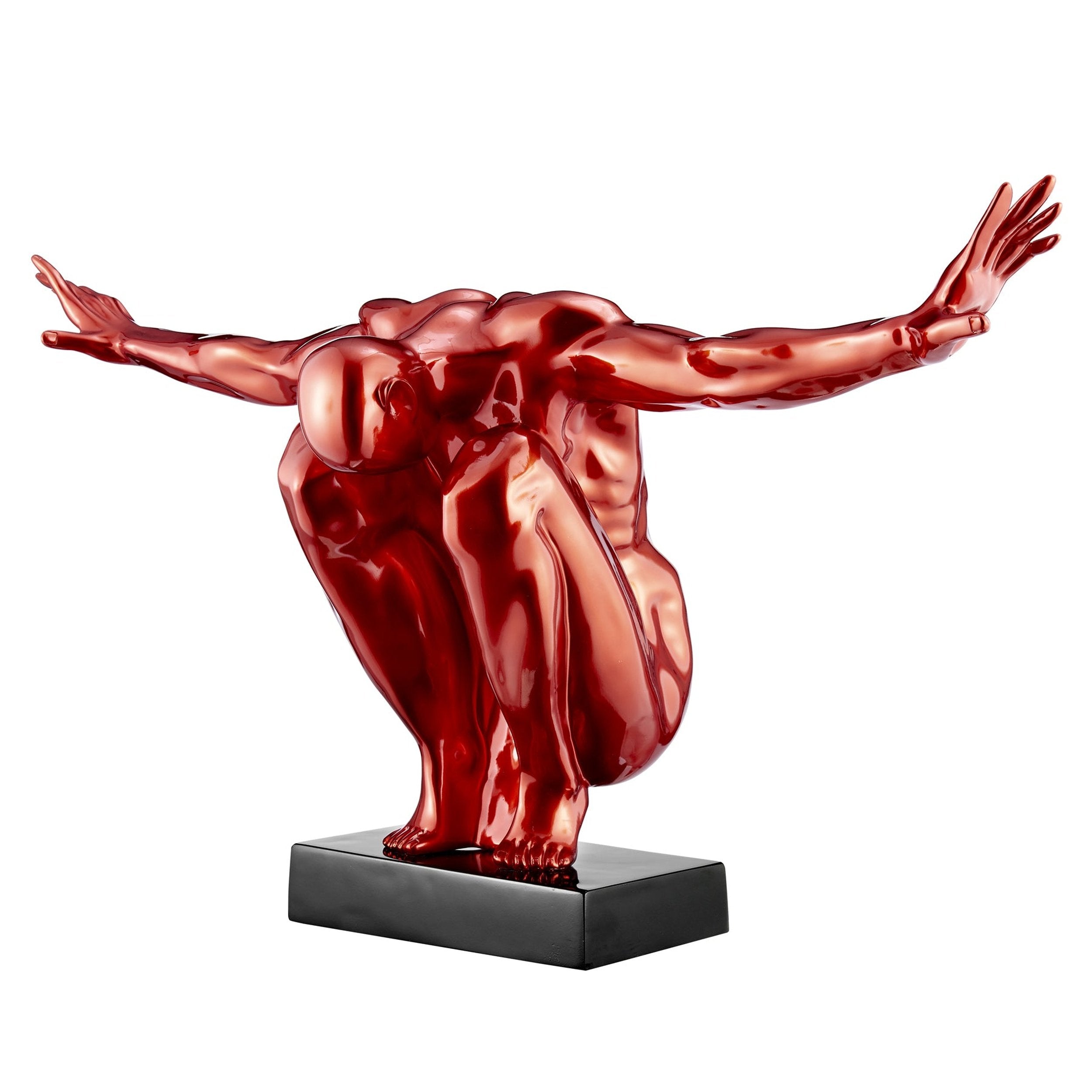 Large Saluting Man Resin Sculpture 37" Wide x 19" Tall // Metallic Red