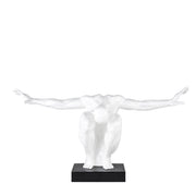 Large Saluting Man Resin Sculpture 37" Wide x 19" Tall // White
