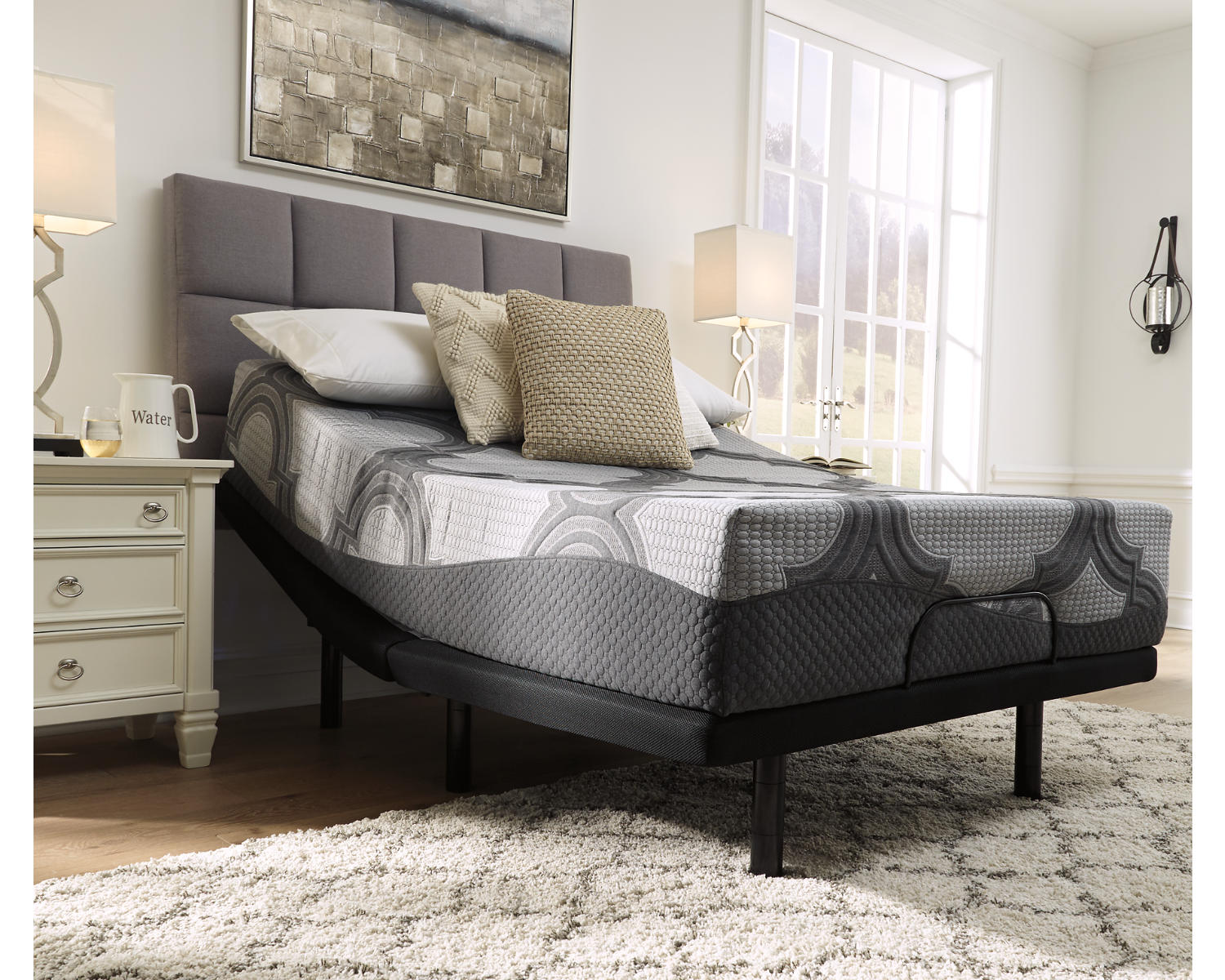 12 Inch Ashley Hybrid Queen Adjustable Base and Mattress
